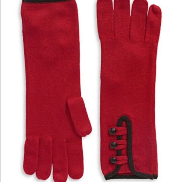 Lauren Ralph Lauren Military Detail Knit Gloves-RED-One Size - Picture 1 of 3